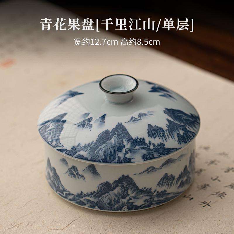 

Antique Blue and White Fruit Plate Fruit Dishes Japanese Pastry Plate Fruit Plate Household Sharing Plate Drinkware Decoration