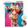 Kit Pittura Artistica Fai-da-te con Perline Senza Cornice Giraffa Colorata con Occhiali da Sole Tela con Perline 3D Artigianato Fatto a Mano per Adulti Decorazione Murale Regalo