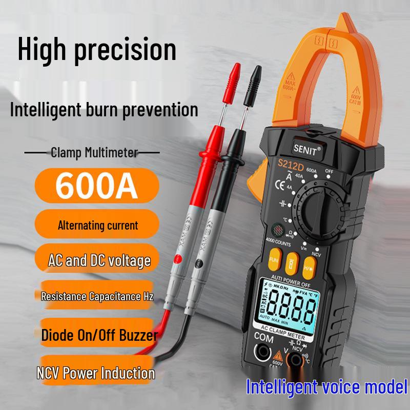 

High Precision Digital Clamp Meter 600A, Smart Anti-Burn, Fully Automatic Multimeter S212D Standard