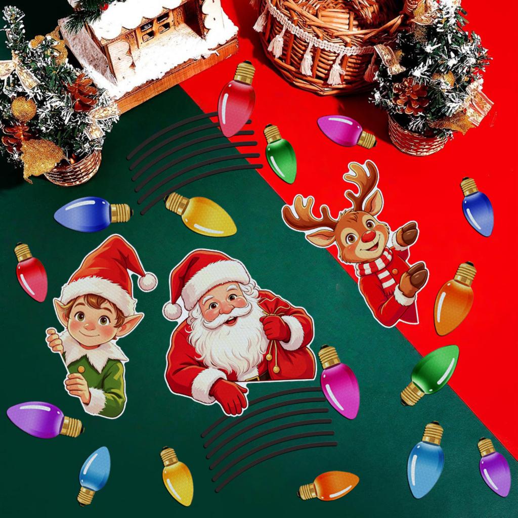 Christmas Reflective Light Bulb Magnetic Stickers - Festive Car and Refrigerator Set