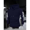 Autumn and Winter Fashionable Men's Retro Street Printed Hooded Sweatshirt with Thorn Pattern, Casual Top, Suitable for Daily Outings