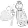 QBUC For Chevy Key Fob Cover With Diamond Keychain, 5 Button Key Case For Women For Chevrolet Equinox Malibu Camaro Blazer Cruze Traverse Trax Volt