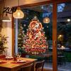 Adhesive Free Window Stickers 2027 New Year Flame Goat Static Glass Sticker, PVC Zodiac Sheep Cling with Pine Branches Red Berries and Decorative Film