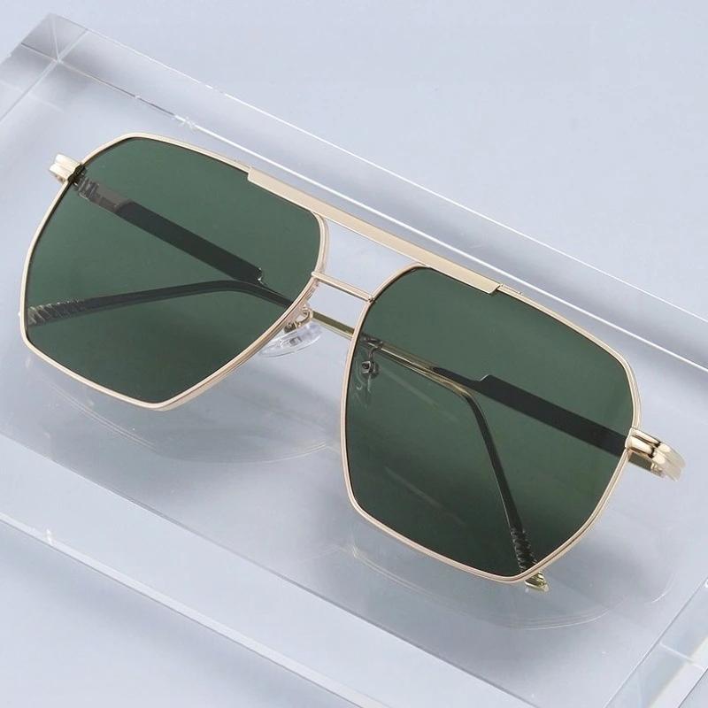 Fashion Metal Eyewear New Double-Bridge Pilot Retro Sunglasses For Women Large Frame Uv Protection Glasses Driving Shades