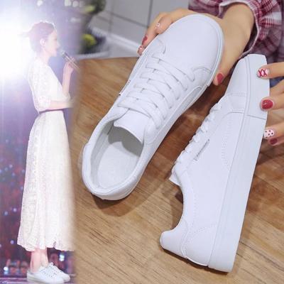 Damen Sneaker Atmungsaktiv Studenten Freizeit Sportschuhe Mädchen Flach Leder Pu Weiße Schuhe Frau Vulkanisierte Schuhe