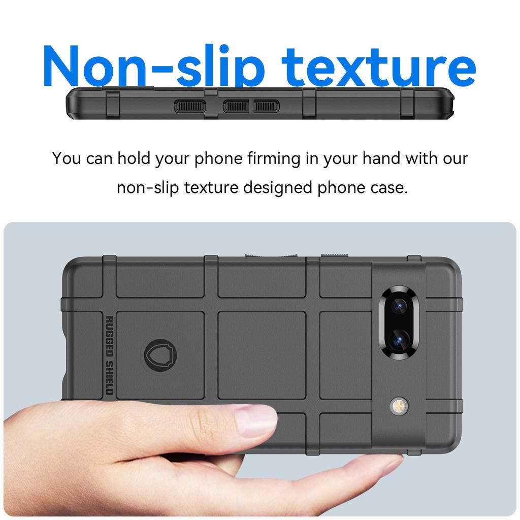 For Google Pixel 7a Phone Case Rugged Square Grid Texture Drop Protection Soft TPU Back Cover