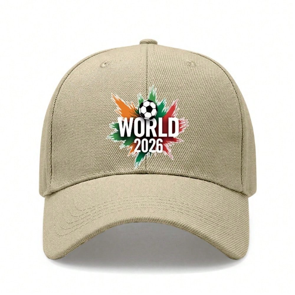 [Sporty Baseball Cap] 2026 World Cup Theme Print Unisex Adjustable Breathable Lightweight Polyester Sun Protection Casual Outdoor Sports Baseball Hat