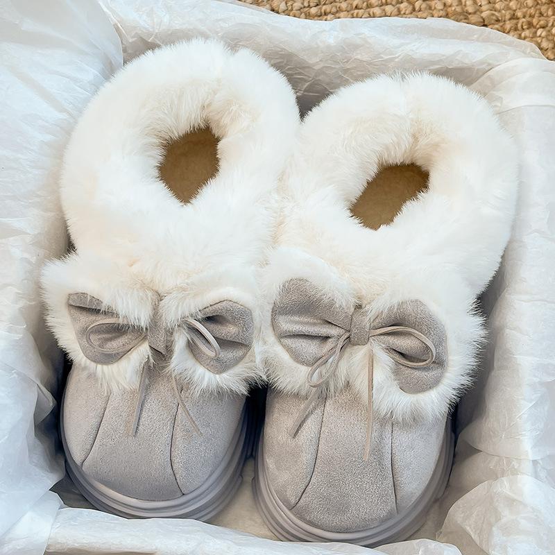 

Женские модные зимние теплые меховые ботинки на легкой мягкой подошве с бантом, с подкладкой, нескользящие, повседневные спортивные хлопковые ботинки 40/41 серый