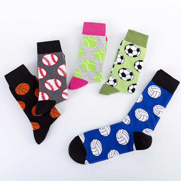 Men's Trendy Long Cotton Jacquard Socks: Autumn/Winter Ball Series