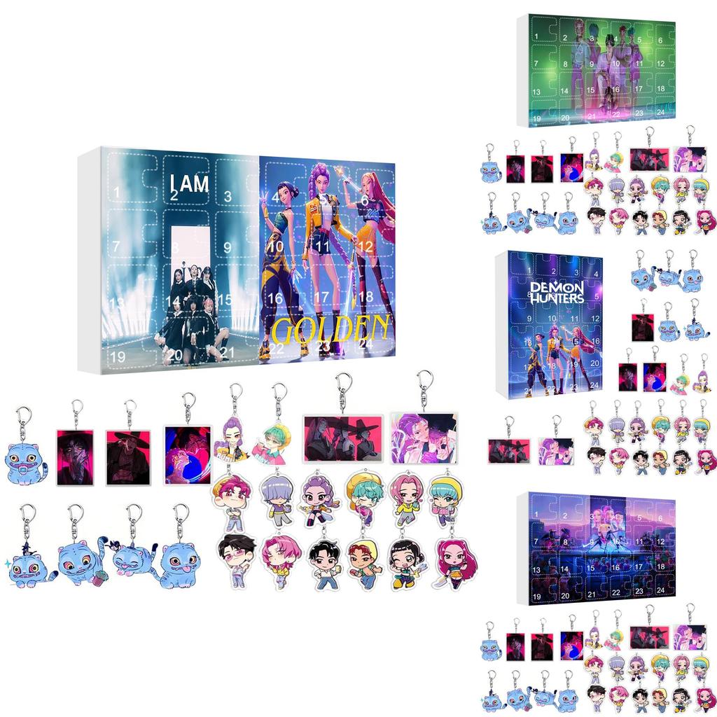 Kpop Demon Hunters Christmas Calendar Acrylic Keychain With Hanging Ornament For Fans And Collectors