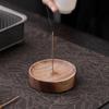 Zen Round North American Walnut Incense Holder with Agarwood Incense Sticks - Chinese Style Solid Wood Household Burner
