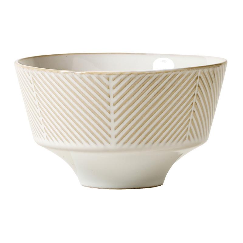 Japanese Rice Bowl Phnom Penh Line Bowl Simple Household Ceramic Bowl Bowl Tall Bowl Round Salad Bowl Tableware
