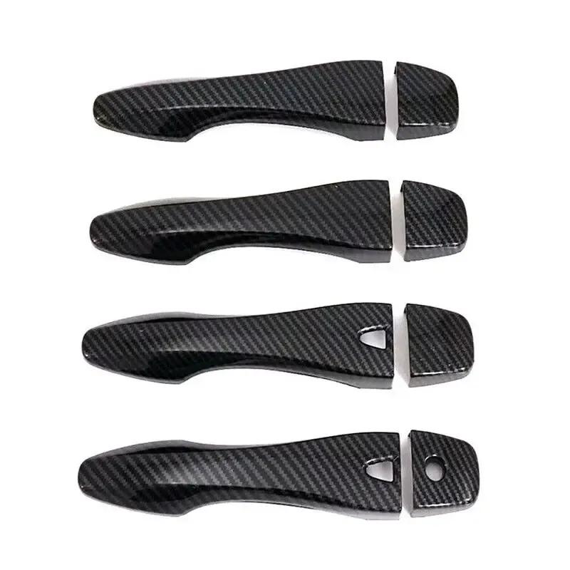 For Nissan Altima 20013-2018 Car Carbon Fiber Style Black Exterior Door Handle Moulding Cover Trim Sticker Decor Accessories