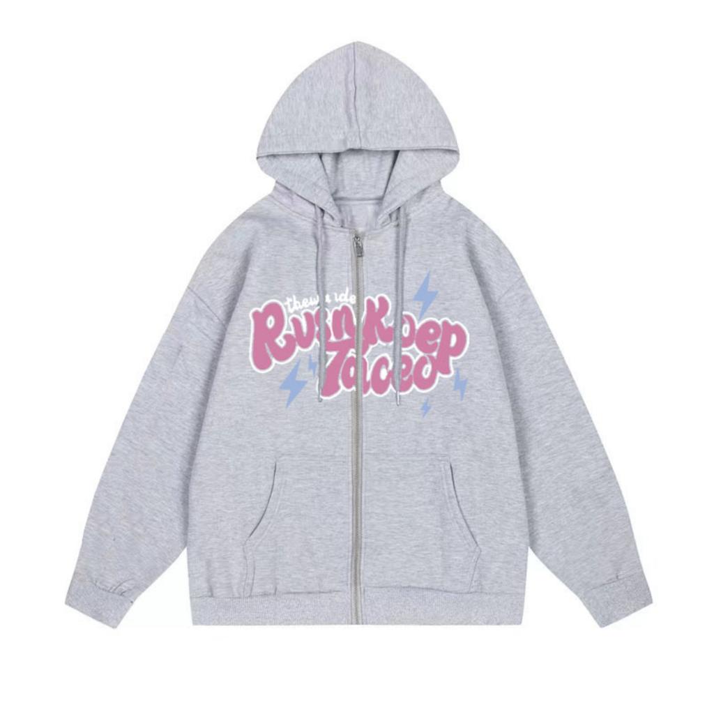Men's And Women's Casual -color Zipper Hoodie, Men's Trendy Letter-printed Hoodie Jacket