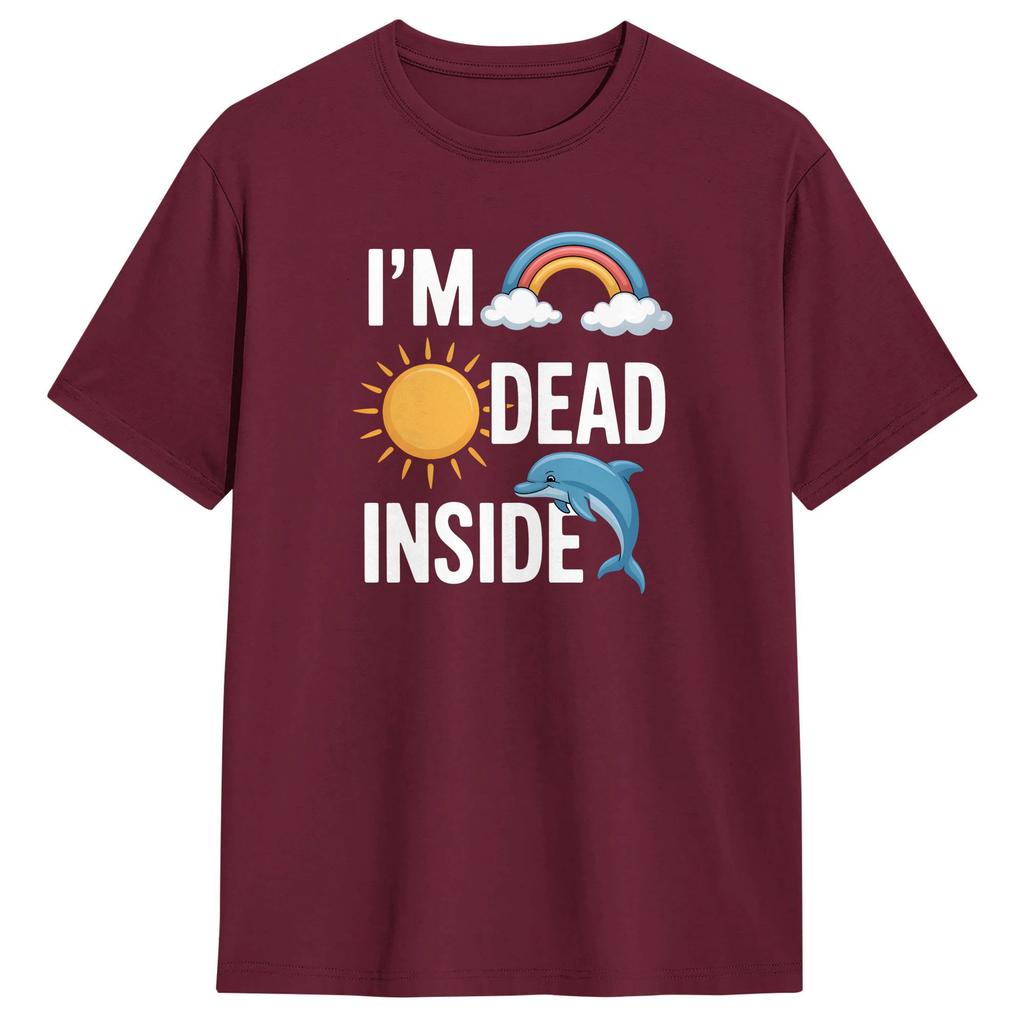 IM Dead Inside Cotton TShirt For Unisex Summer Y2K Basic TShirts Crew Neck Hippie Tee Shirt Big Size Custom Logo Clothes