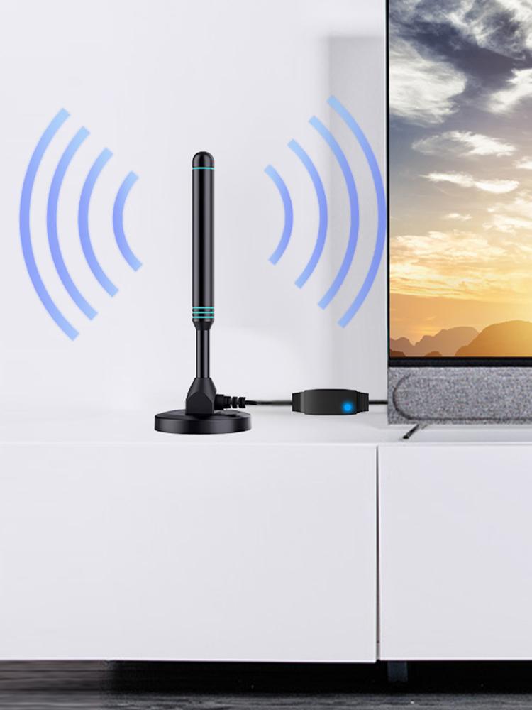 4K/1080P Digital HD Aerial with Signal Amplifier 480+ Miles Amplified Digital Antenna Magnetic Base VHF UHF for DVB-T2 TV HDTV