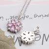 Buyee 925 Sterling Silver Flower Pendant Chain Pink Yellow Crystal Cherry Blossoms Pendant for Woman Fine Jewelry Chain