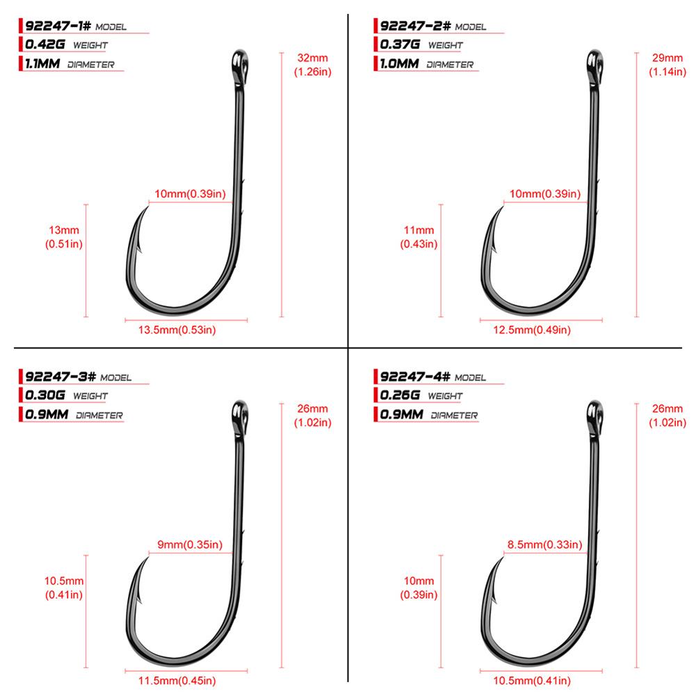 100pcs High Carbon Steel 1#-6/0# Fishing  Hook Single Barbed Hook Fishing Accessories