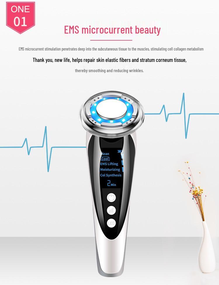Red & Blue Light Cold/Hot Beauty Device with EMS Lifting and Thermal Conduction for Skincare