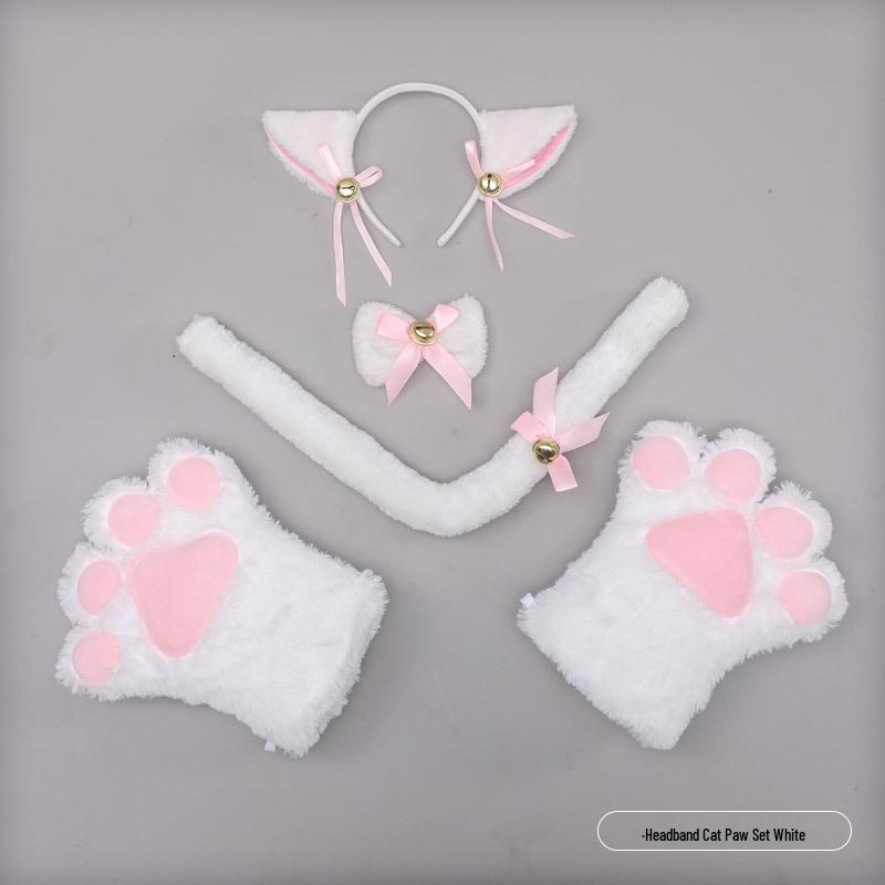 Cute Kitten Cosplay Set: Cat Ears Headband, Paw Gloves & Tail Accessory