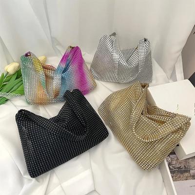Women Dinner Bag Fashion Rhinestones Diamond Evening Underarm Purse Lady Shoulder Crossbody Handbag Banquet Wedding Party Clutch