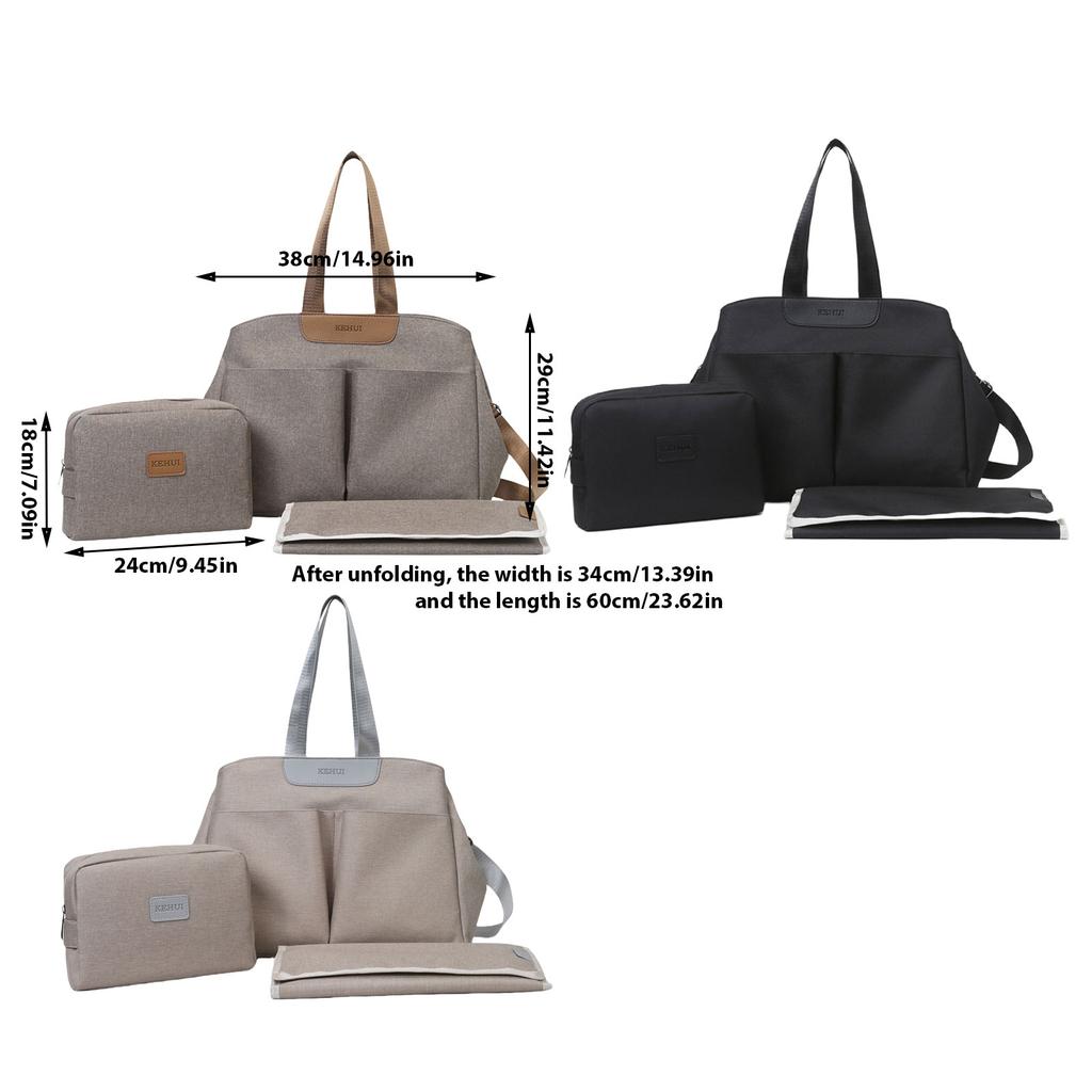 Multiple Compartment Mommy Bag Pram Hanging Diaper Bag with Diaper Changing Pad and Small Bag Large Capacity Handbag