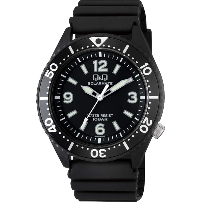 Citizen Q&Q Men s Solar Watch, 10 ATM Water Resistant, Analog, Urethane Strap, H064-001, Black