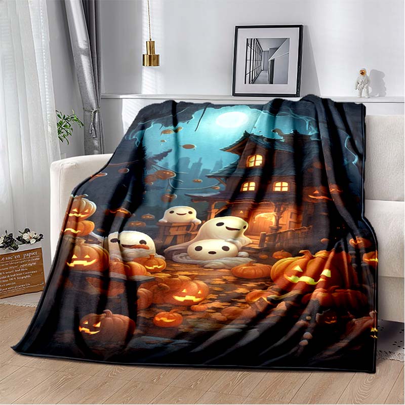 Halloween Terrifying Pumpkin Surprise Soft Blanket Home Room Sofa Bed Warm Travel Picnic Leisure Office Oversized Gift Blanket