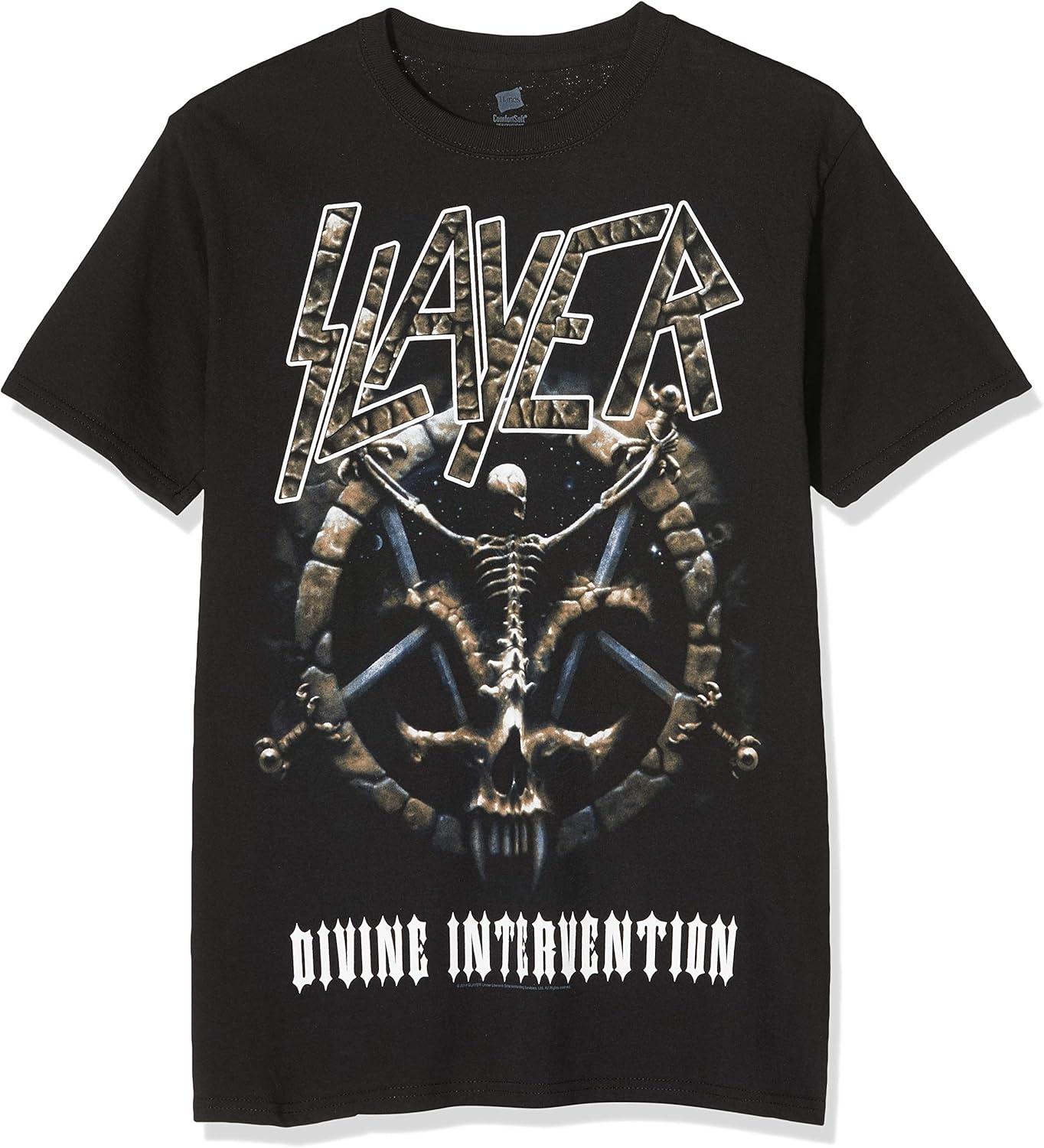 Slayer Mens Divine Intervention 2014 Dates Slim T-shirt S Black S