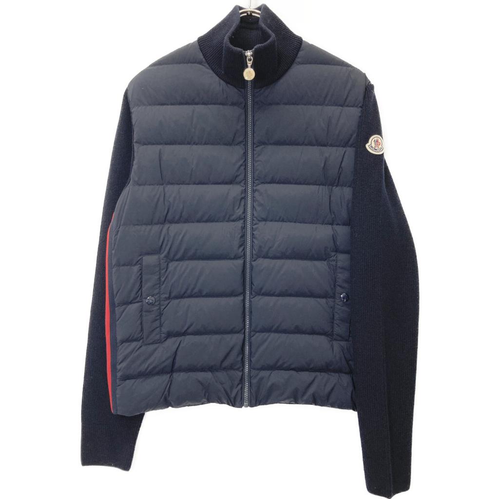 Moncler Excellent Condition 2022 Cardigan Tricot Wool Knit Jacket with Side Logo Jacket M NavyUsed