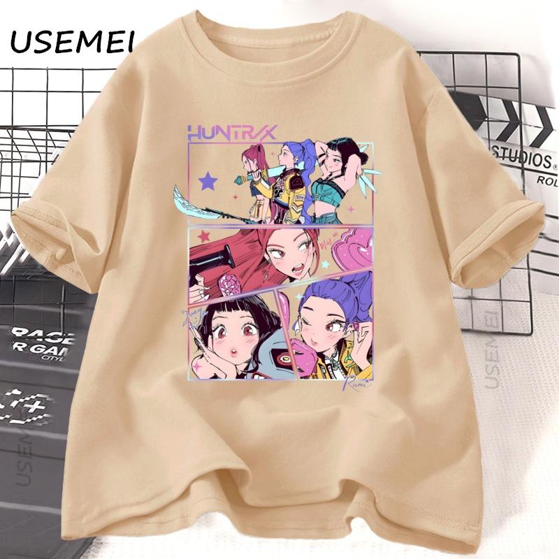 Huntrix Girlgroup KPop Demon Hunters T-shirt Casual Short Sleeve Tshirt Oversized Harajuku Fashion Unisex Clothing Tees