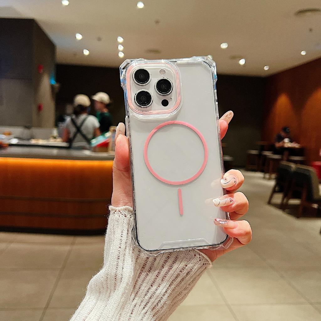 For iPhone 15 Pro Magnetic Case Drop-Proof TPU+PC Phone Back Cover