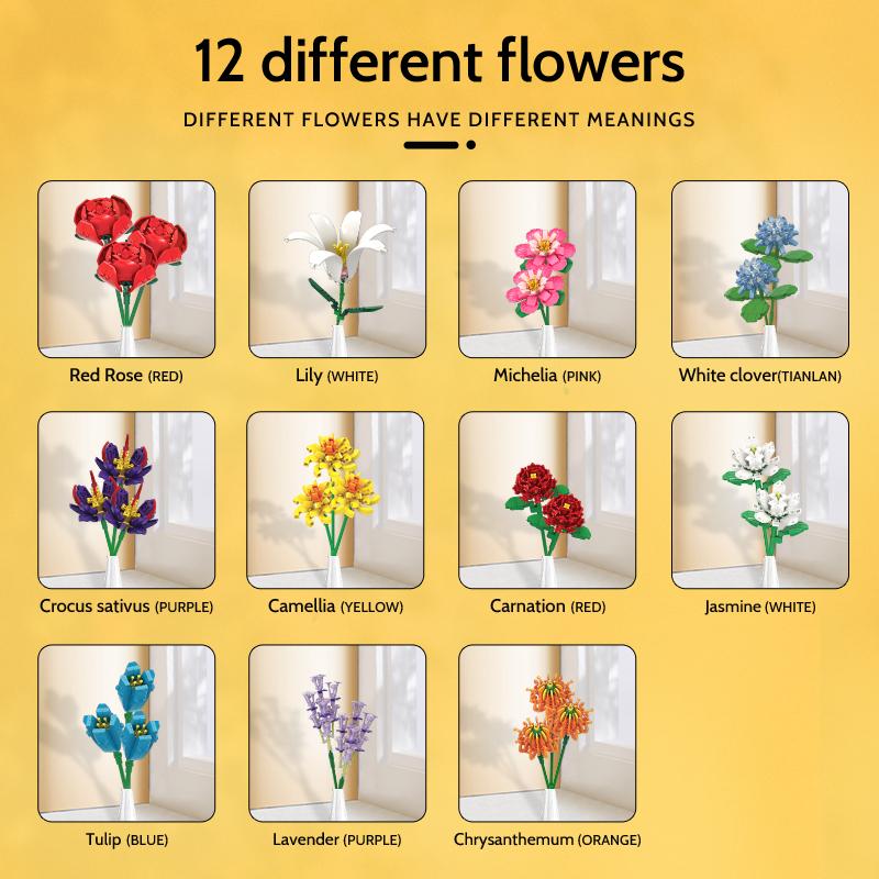 WOMA TOYS 11053 OEM ODM Dekompresní hračka Děti Dítě MOC Model Růže Slunečnice DIY Květina Stavební blok Cihla Hračka Hrací sada