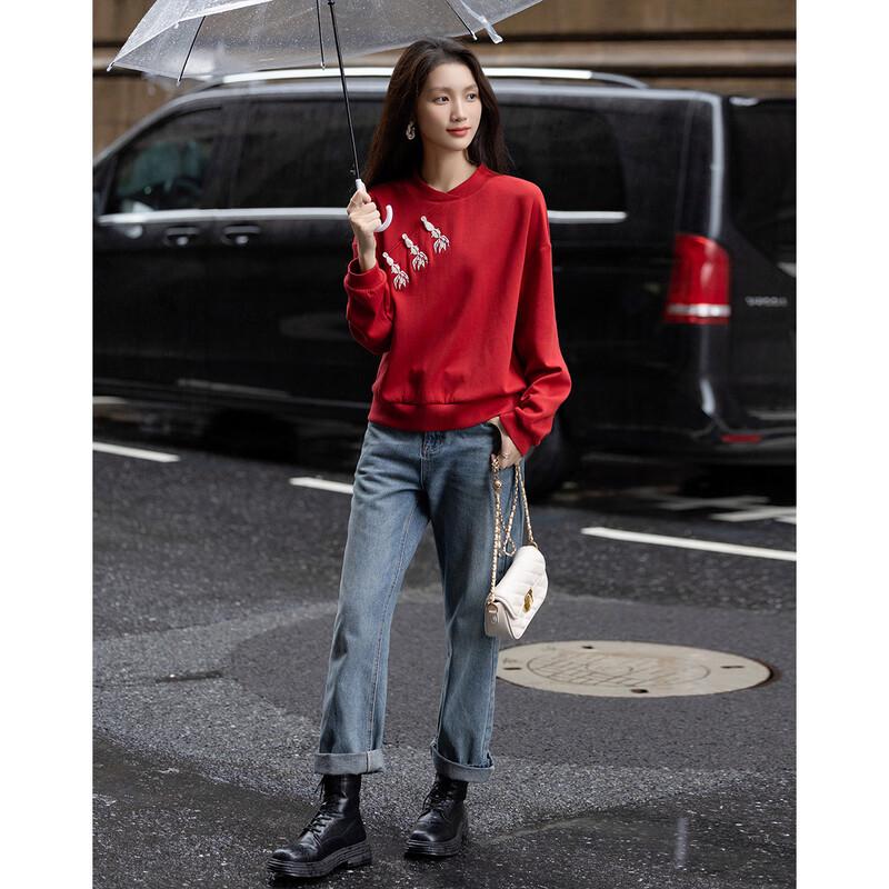 Demana New Chinese Style Goldfish Embroidered Sweatshirt