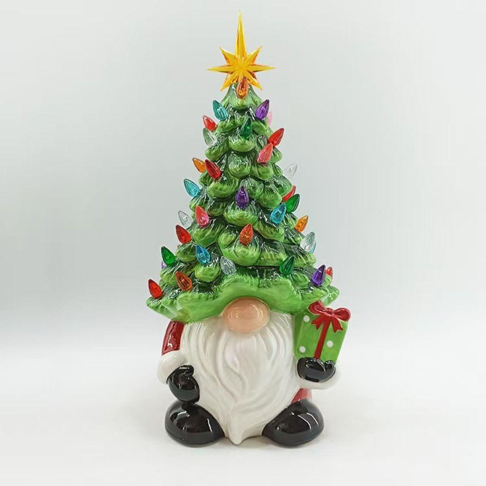 Resin Christmas Dwarf Lantern Creative Miniature Figurine Sculpture Gnome Statue  Gift