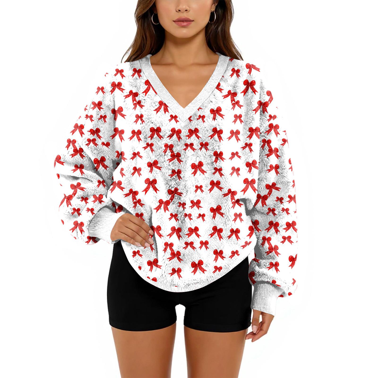 

Женский свитшот с V-образным вырезом, плюшевый, однотонный, повседневный, модный, с длинным рукавом, с карманами, пуловер XL арбуз красный