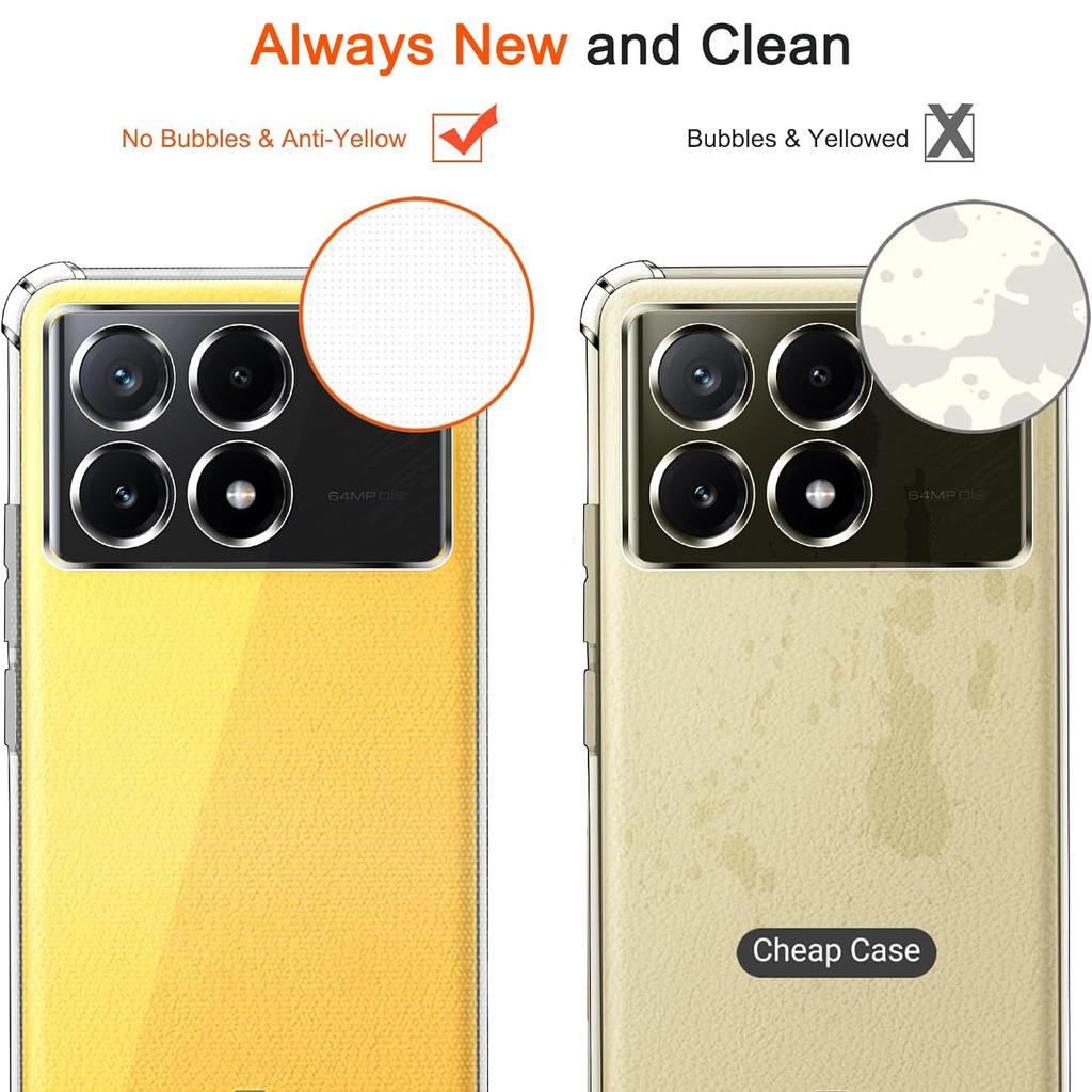 Case for XiaoMi POCO X6 X6Pro Pro 5G Clear Phone Case with Reinforced Corners Bumper Slim Fit Shockproof Flexible TPU Case Transparent