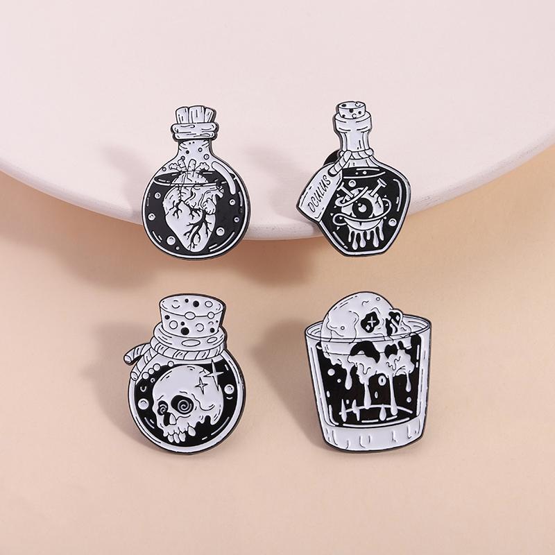 Cartoon Wishing Bottle Enamel Pins Marine Creatures Mushroom Planet Starry Bottle Brooches Lapel Badge Jewelry Gifts for Friends