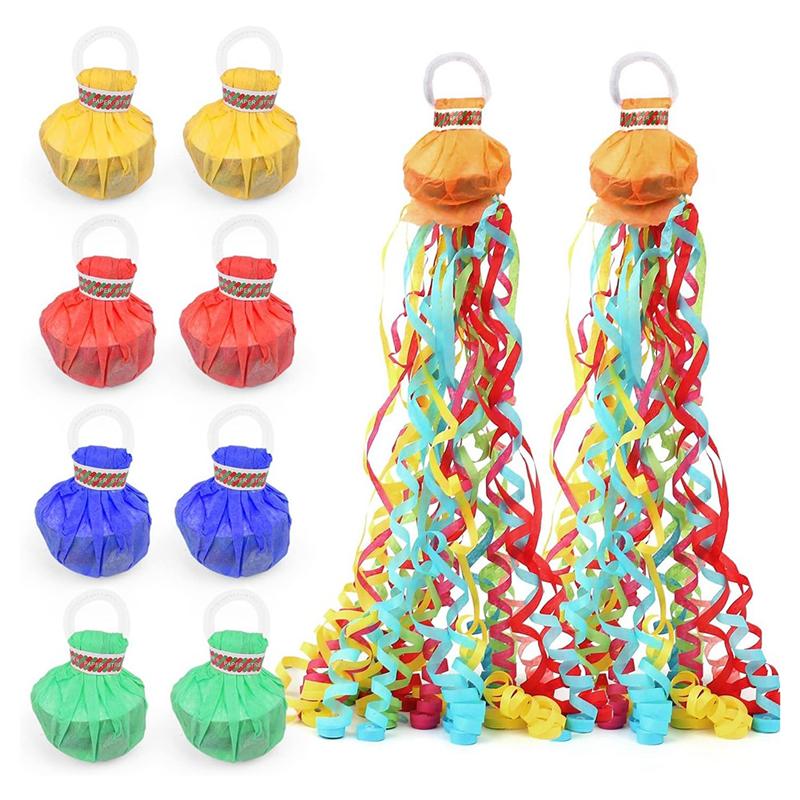 AEE4-10Pack Colorful Streamer Poppers,No Mess Multi-Color Paper Crackers,Hand Throw Confetti Streamers For Birthday,Wedding