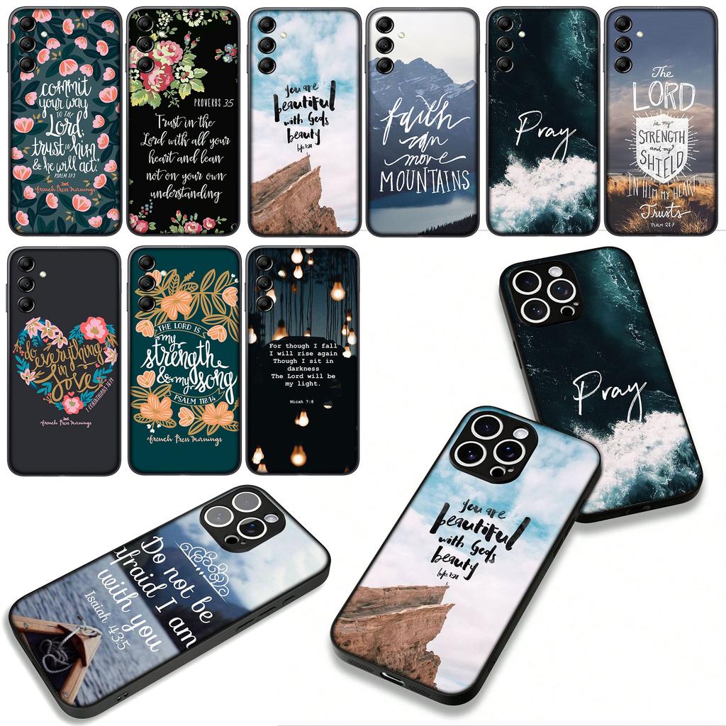 Versículo da Bíblia Jesus Cristo Cristão Capa para Samsung Galaxy A25 A37 A57 A12 A14 A31 A41 A50 A51 A70 A71 A72 A21S Note 20 9 8 10
