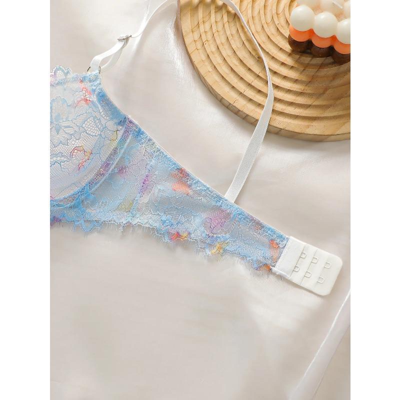Women's lace sexy transparent lingerie set with steel rims, gathered straps, adjustable straps, comfortable lingerie set YS025