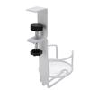 Desk Cup Holder Headphone Hanger Metal 2 in 1 Table Cup Holder Under Desk Headphone Bag Hook for Home Office White