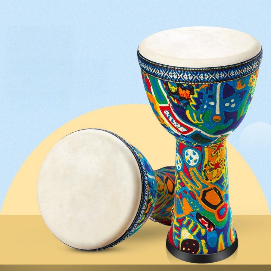 

8-дюймовый африканский барабан, ручной барабан джембе, поверхность из козьей кожи с плечевым ремнем, ударный музыкальный инструмент для начинающих