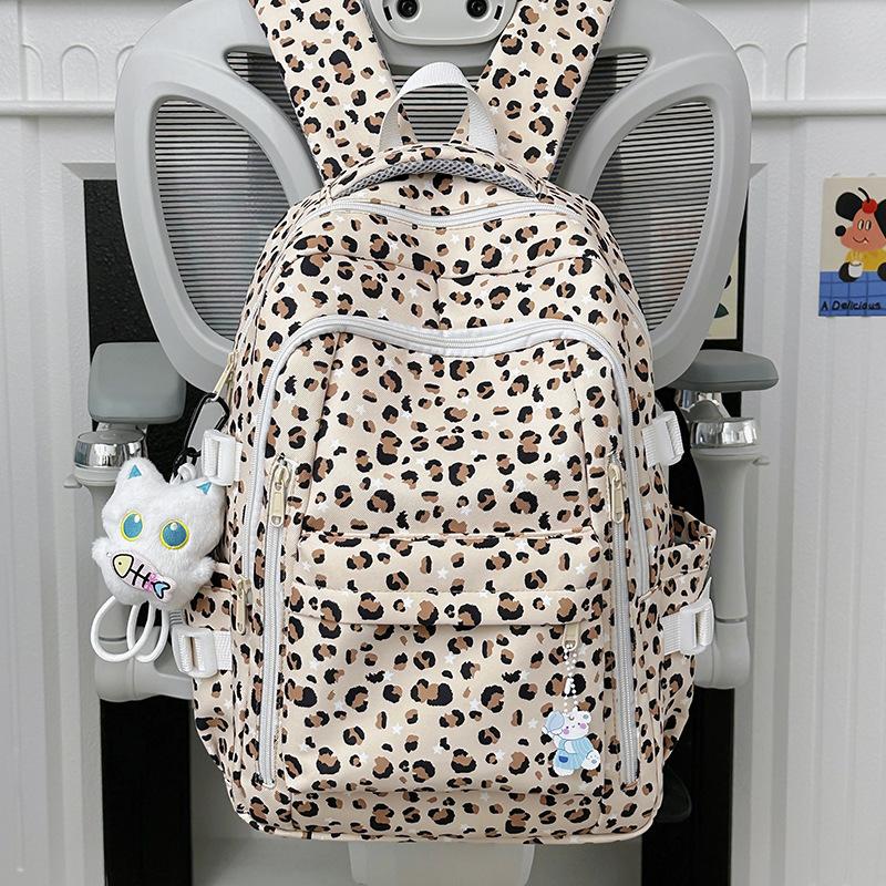 Schulrucksack Rucksack neuer Leopardenmuster Schulrucksack Amerikanischer College-Student Koreanische Version niedlich große Kapazität Nische Ins Rucksack
