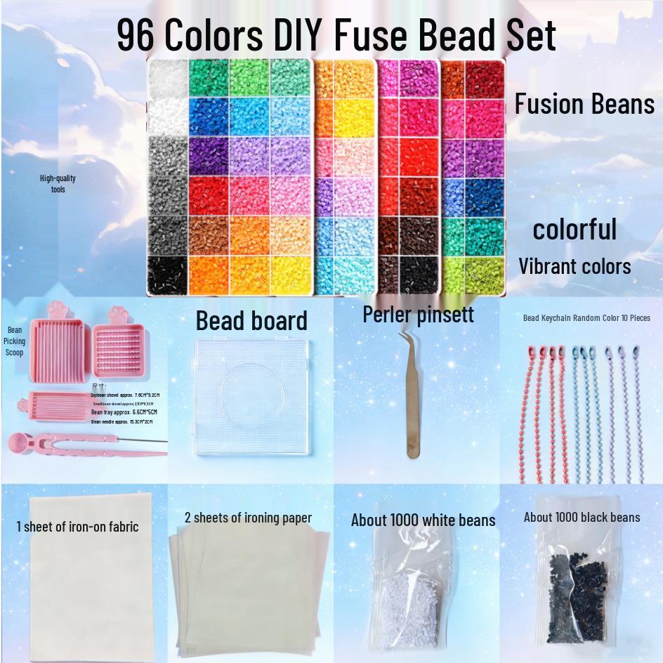 2.6mm Perler Beads Complete Set: 3D Puzzle, Fused Beads, DIY Tool Kit for Handmade Crafts.