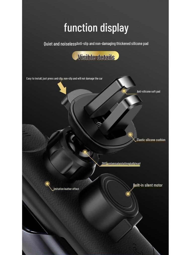 Magic Clip Q3 Wireless Charging Car Phone Holder with Electric Auto-Grip - Black