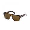 Tom Ford Sunglasses Square Full Rim Dark Havana Frame And Brown Lens Ft090748j Brown
