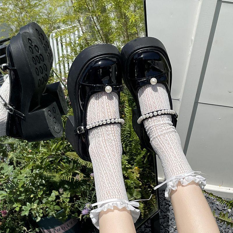 Versatile heightening round head platform small leather shoes women's new summer skirt Mary Jane shoes