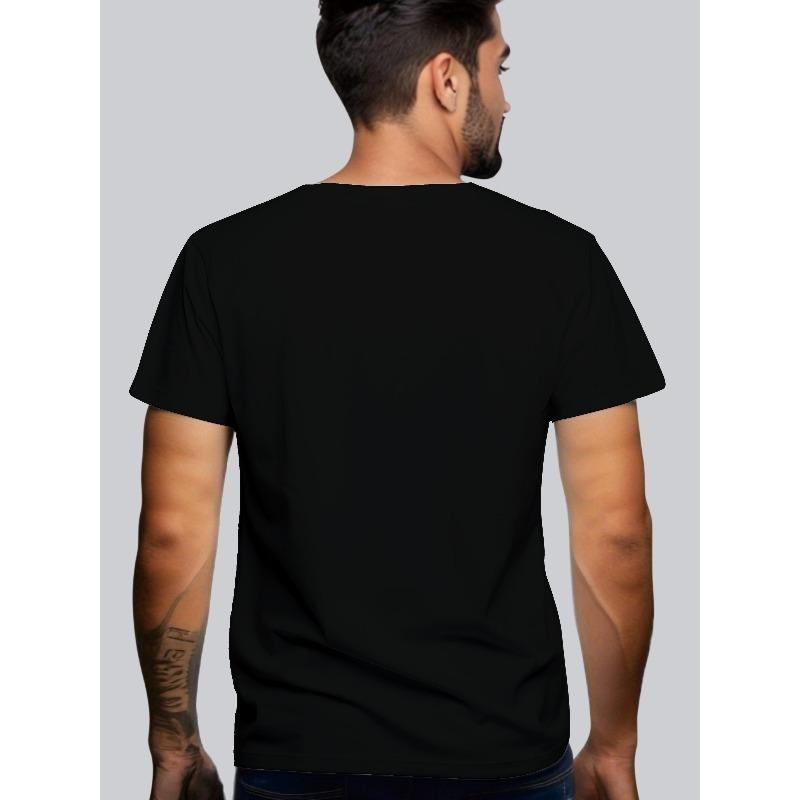 Men's Beer Print T-Shirt - Casual Short Sleeve Summer Tee , Round Neck Regular Fit for Outdoor Parties, BBQs & Casual Attire