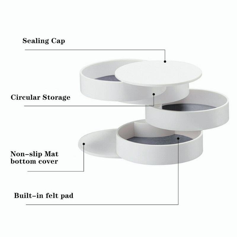 Rotating Jewelry Box 4 Tier Storage Case Earring Bracelet Rings Girl Gifts Necklace Organizer